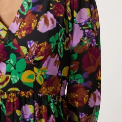 Robe courte imprimé floral noir