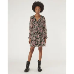 Robe courte imprimée détails volantés