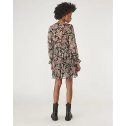 Robe courte imprimée détails volantés