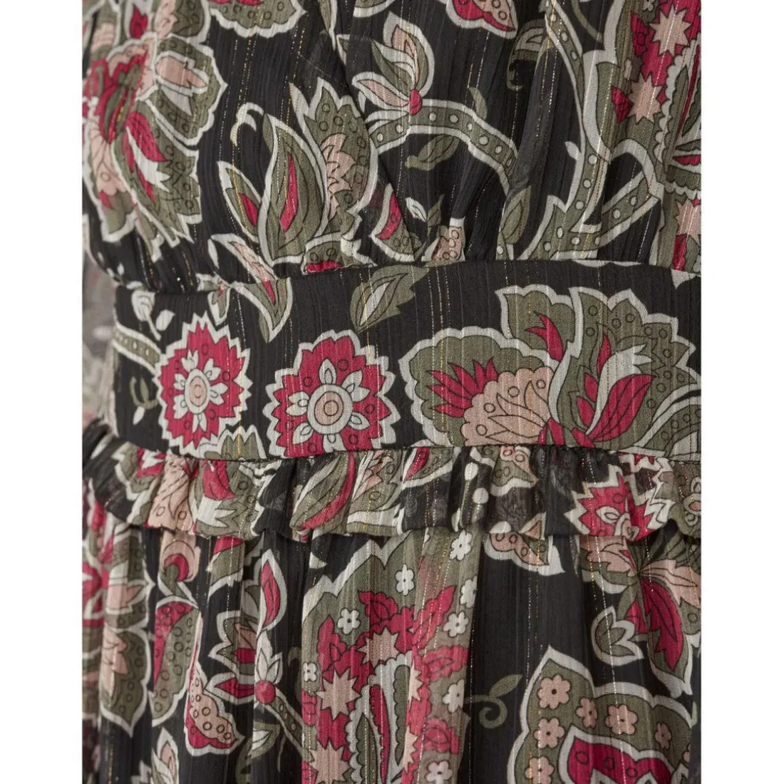 Robe courte imprimée détails volantés
