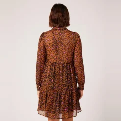 Robe courte imprimée marron