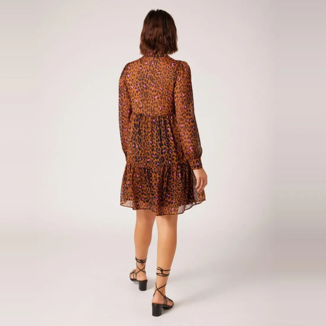 Robe courte imprimée marron