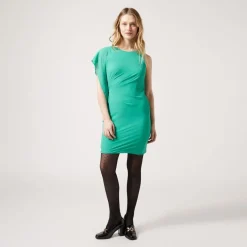 Robe courte manche asymétrique vert