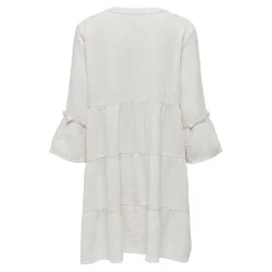 Robe courte manches 3/4 blanc en coton bio Ruby
