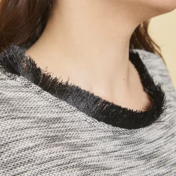 Robe courte manches aux coudes avec franges femme 3 SUISSES COLLECTION gris en coton