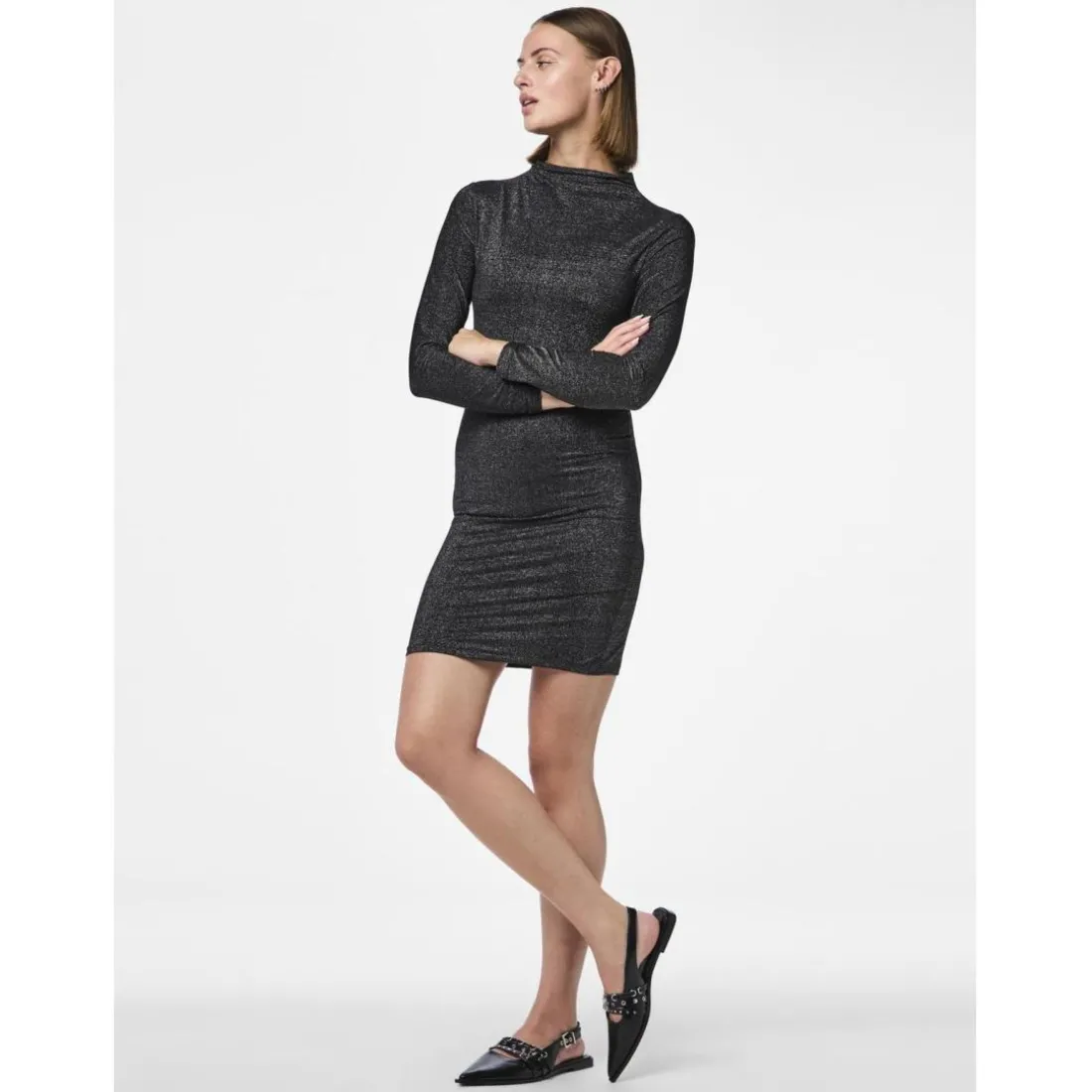 Robe courte manches longue tight fit noir Monica Willa