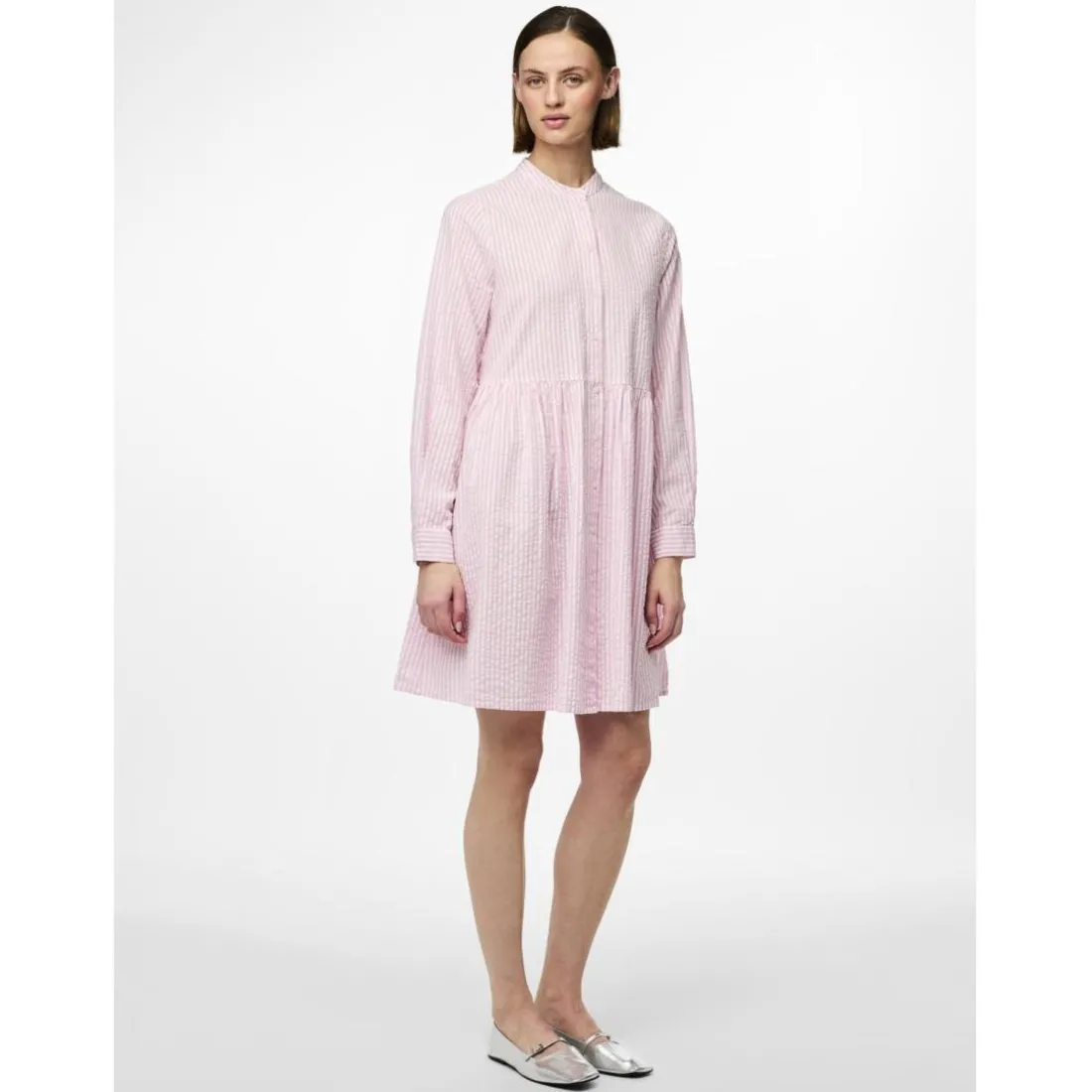 Robe courte manches longues en coton Sally lavande Xia