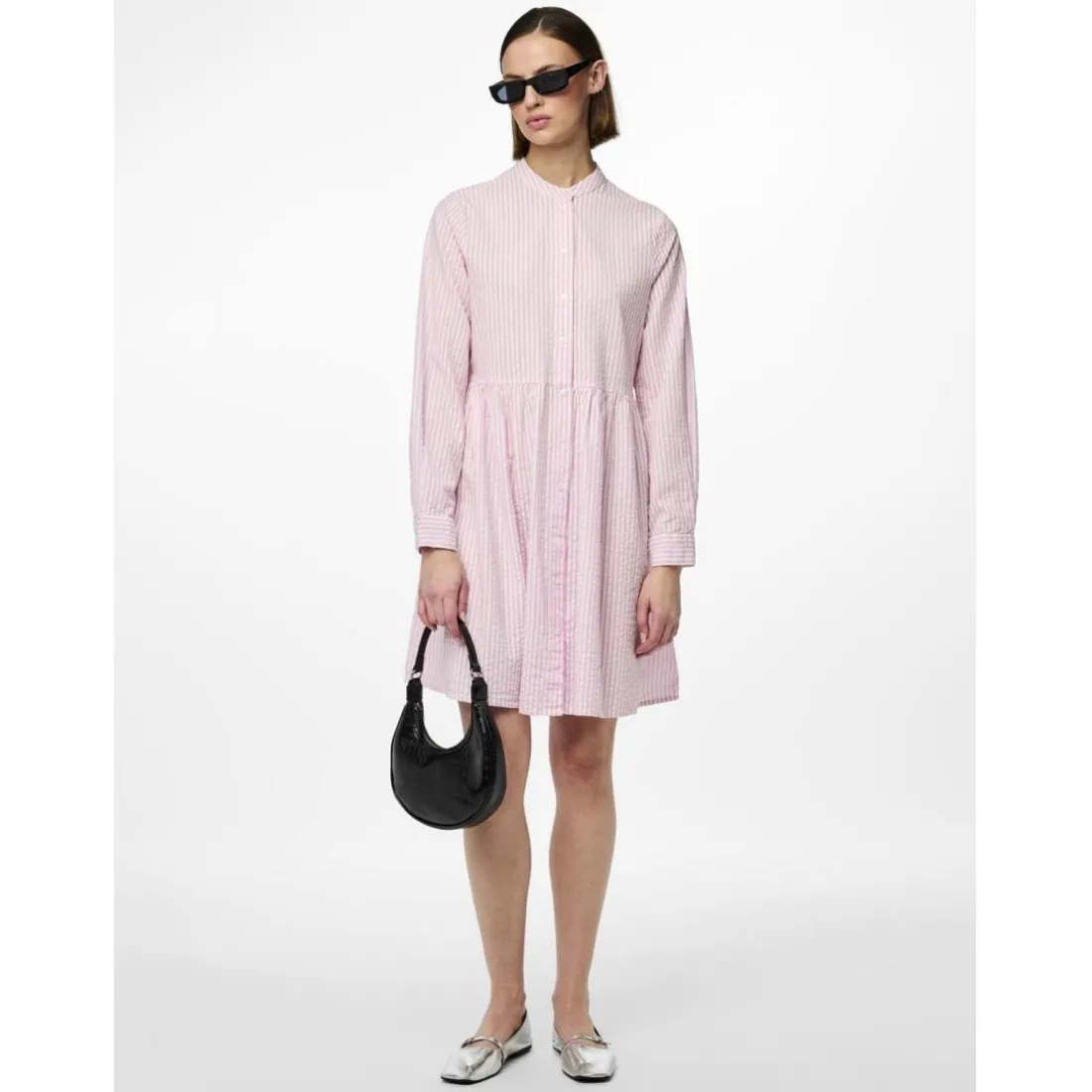 Robe courte manches longues en coton Sally lavande Xia