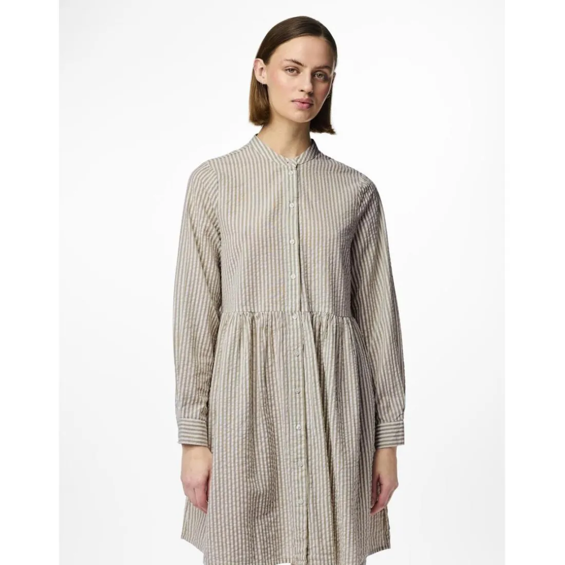 Robe courte manches longues en coton Sally beige Zola