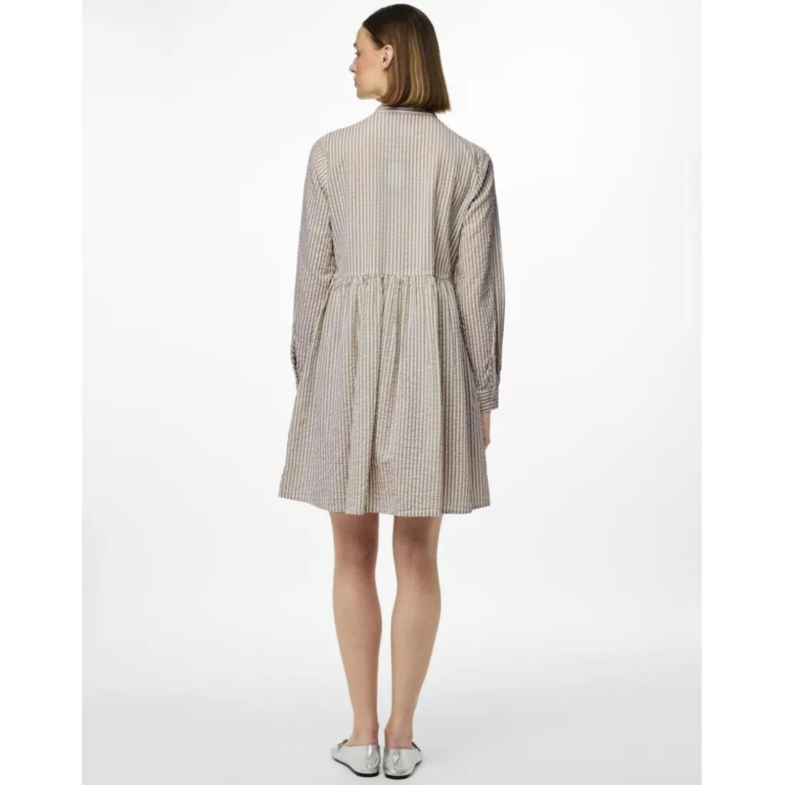 Robe courte manches longues en coton Sally beige Zola