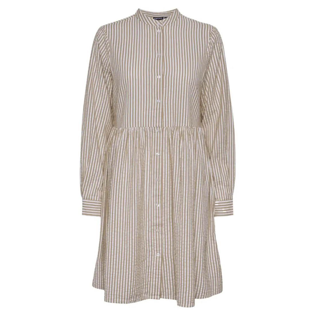 Robe courte manches longues en coton Sally beige Zola