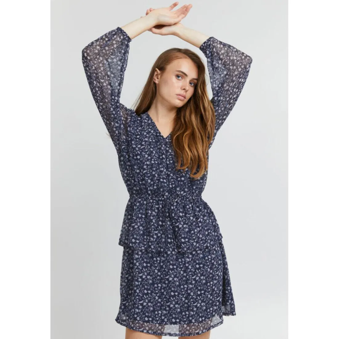 Robe courte manches longues bleue