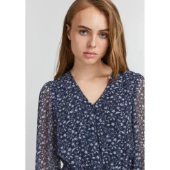 Robe courte manches longues bleue