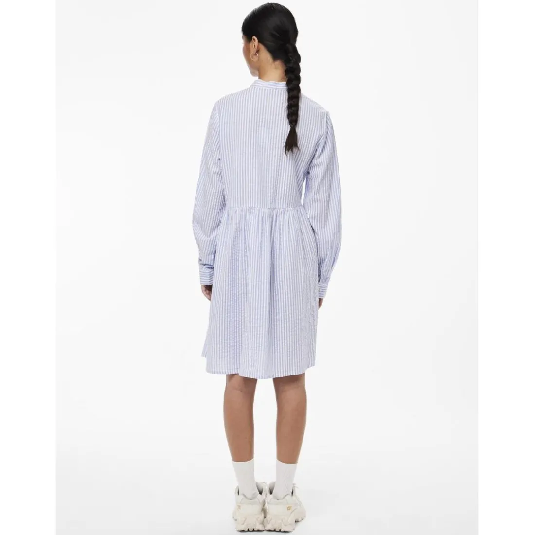 Robe courte manches longues en coton Sally bleu Luna