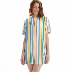 Robe courte rayures multicolores femme Pepe Jeans - Multicolore