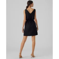 Robe courte Regular Fit Col en V Sans manches Court noir Louise