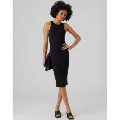 Robe courte Regular Fit Dos nu Sans manches Sous le genou noir