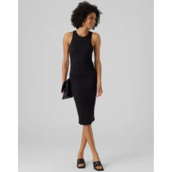Robe courte Regular Fit Dos nu Sans manches Sous le genou noir
