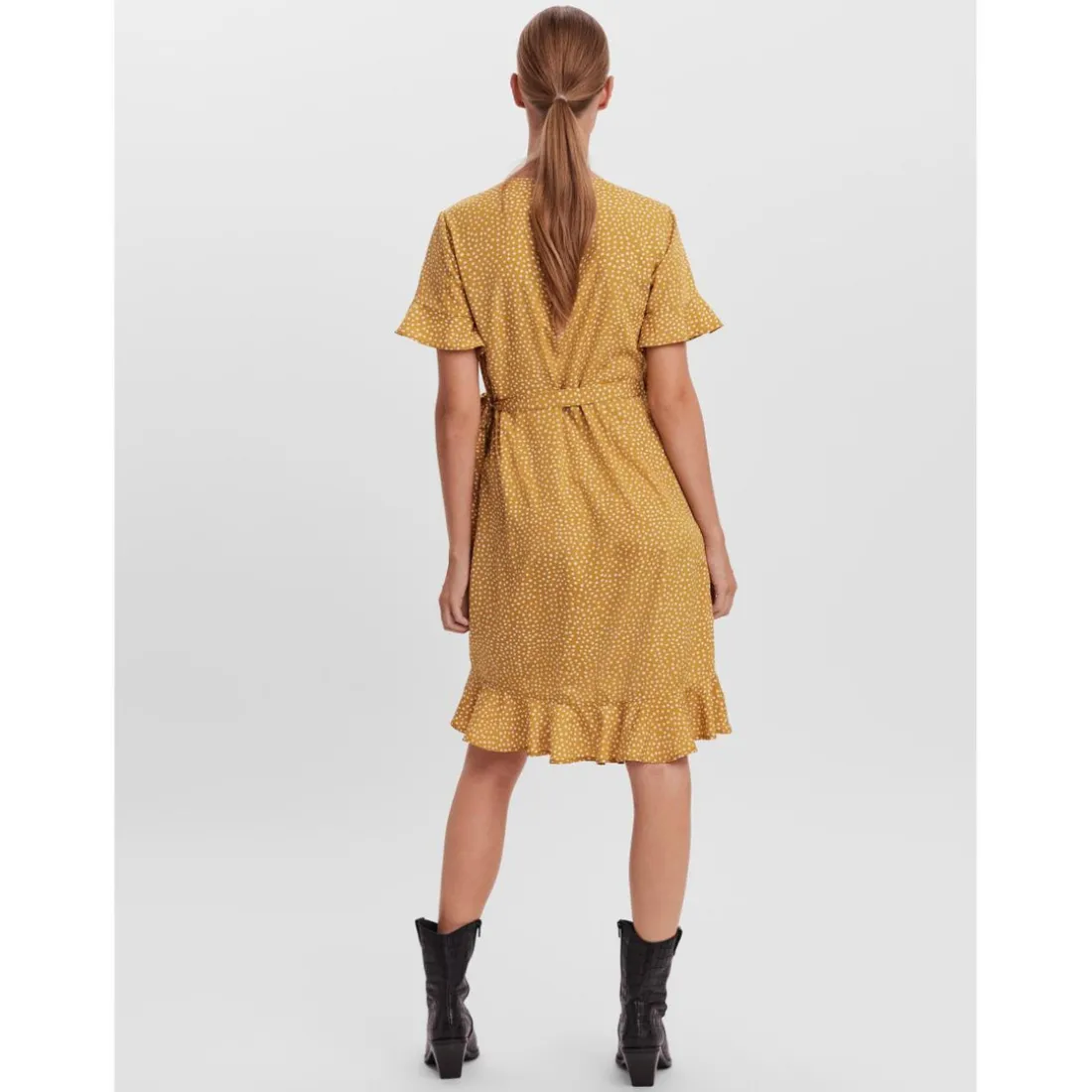Robe courte Regular Fit Imprimé all over Col en V Manches 2/4 jaune