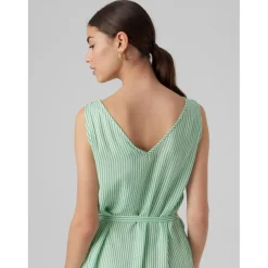 Robe courte Regular Fit Rayures Col en V Sans manches Court blanc Leah