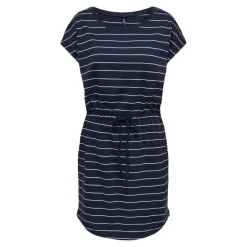 Robe courte taille ajustée manches courtes bleu foncé en coton Agnes