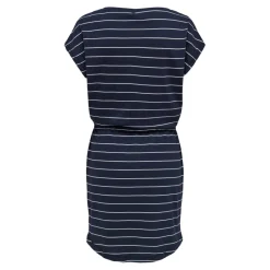Robe courte taille ajustée manches courtes bleu foncé en coton Agnes