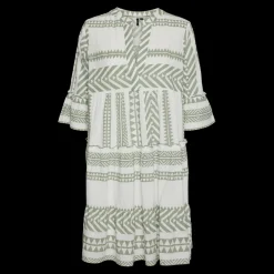 Robe courte tunique court col en v manches larges manches 3/4 blanc Pia
