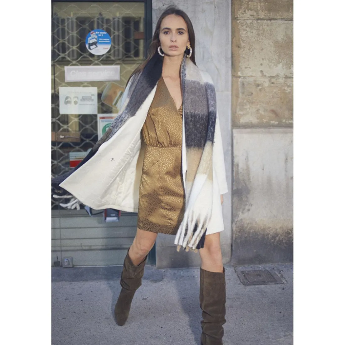 Robe droite BAZ marron en viscose