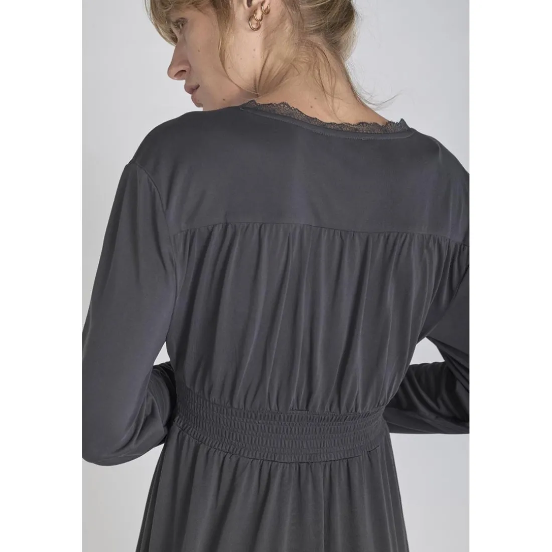 Robe droite CHANAN gris en coton modal