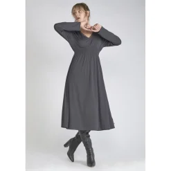 Robe droite CHANAN gris en coton modal