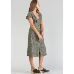 Robe droite CROFT vert en lin