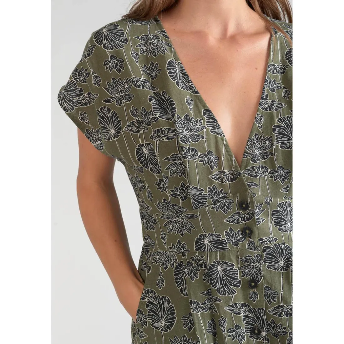 Robe droite CROFT vert en lin