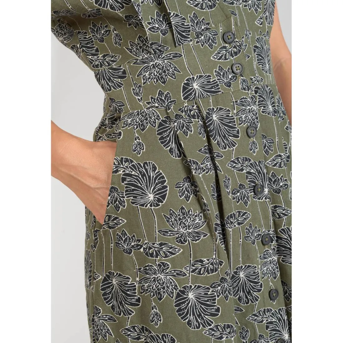 Robe droite CROFT vert en lin