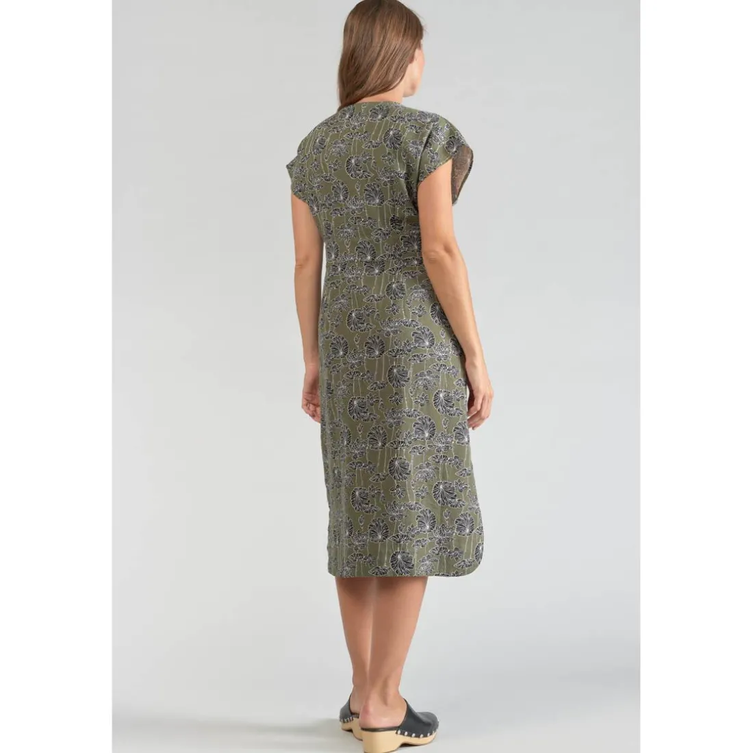 Robe droite CROFT vert en lin