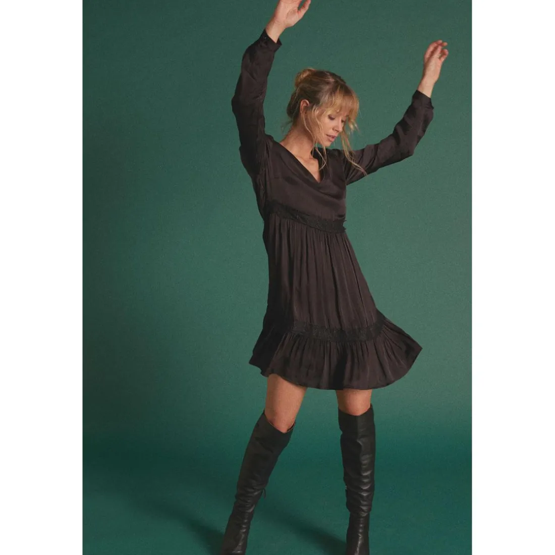 Robe droite EISE noir en viscose