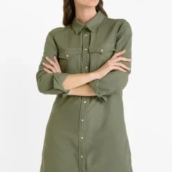 Robe droite en jeans ALIO vert Clara