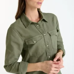 Robe droite en jeans ALIO vert Clara