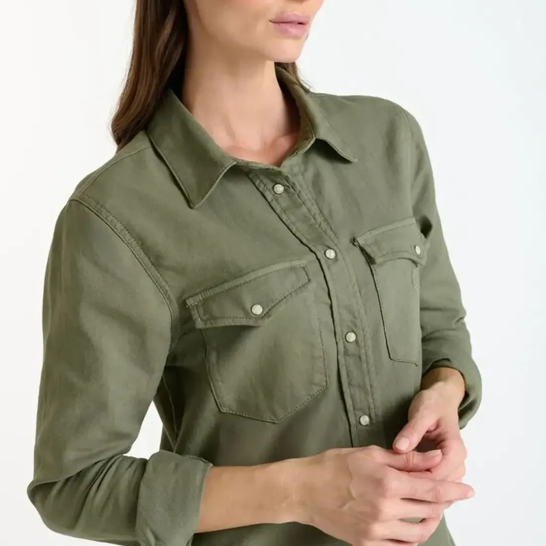 Robe droite en jeans ALIO vert Clara