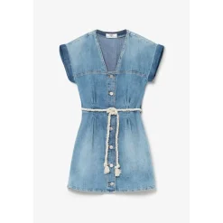 Robe droite fille en jeans KARITE bleu