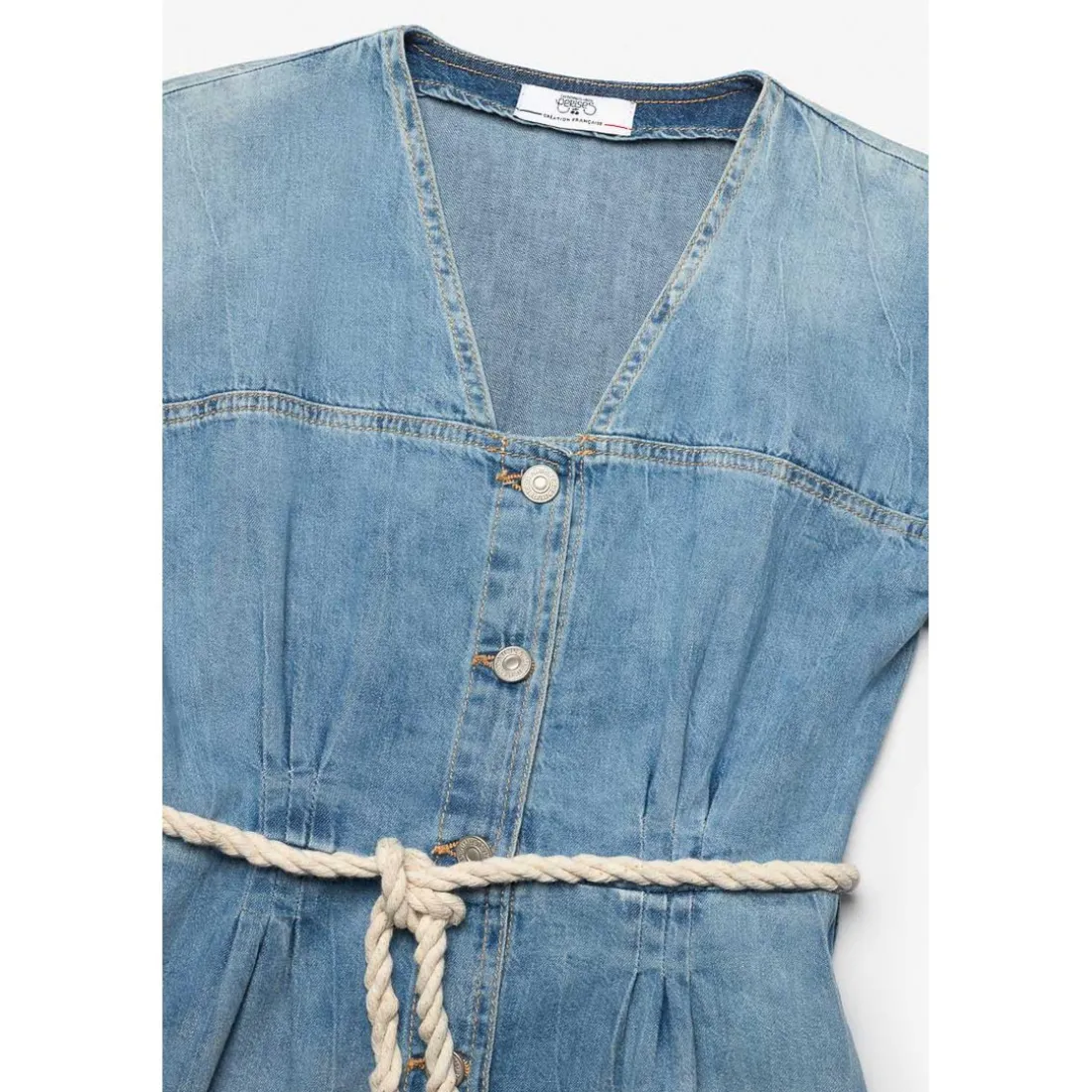 Robe droite fille en jeans KARITE bleu
