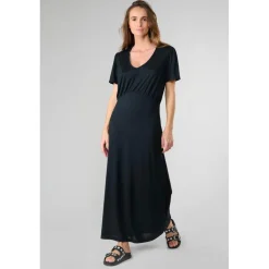 Robe droite ORIENT noir en tencel