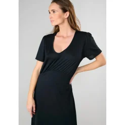 Robe droite ORIENT noir en tencel