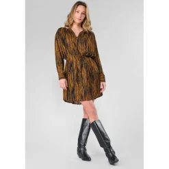 Robe droite ROY marron Ines en viscose