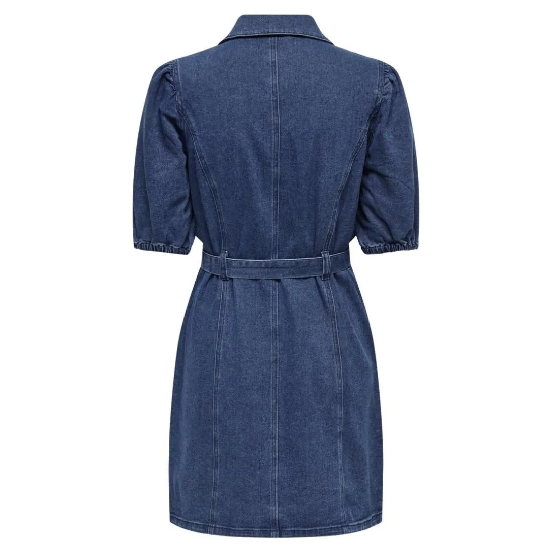 Robe en denim fermeture par bouton manches courtes bleu Joy