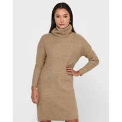 Robe en maille Col bénitier Manches 3/4 Au-dessus du genou marron
