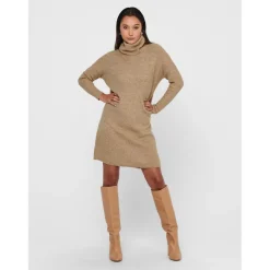 Robe en maille Col bénitier Manches 3/4 Au-dessus du genou marron