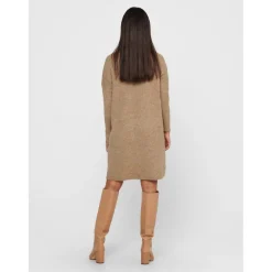 Robe en maille Col bénitier Manches 3/4 Au-dessus du genou marron