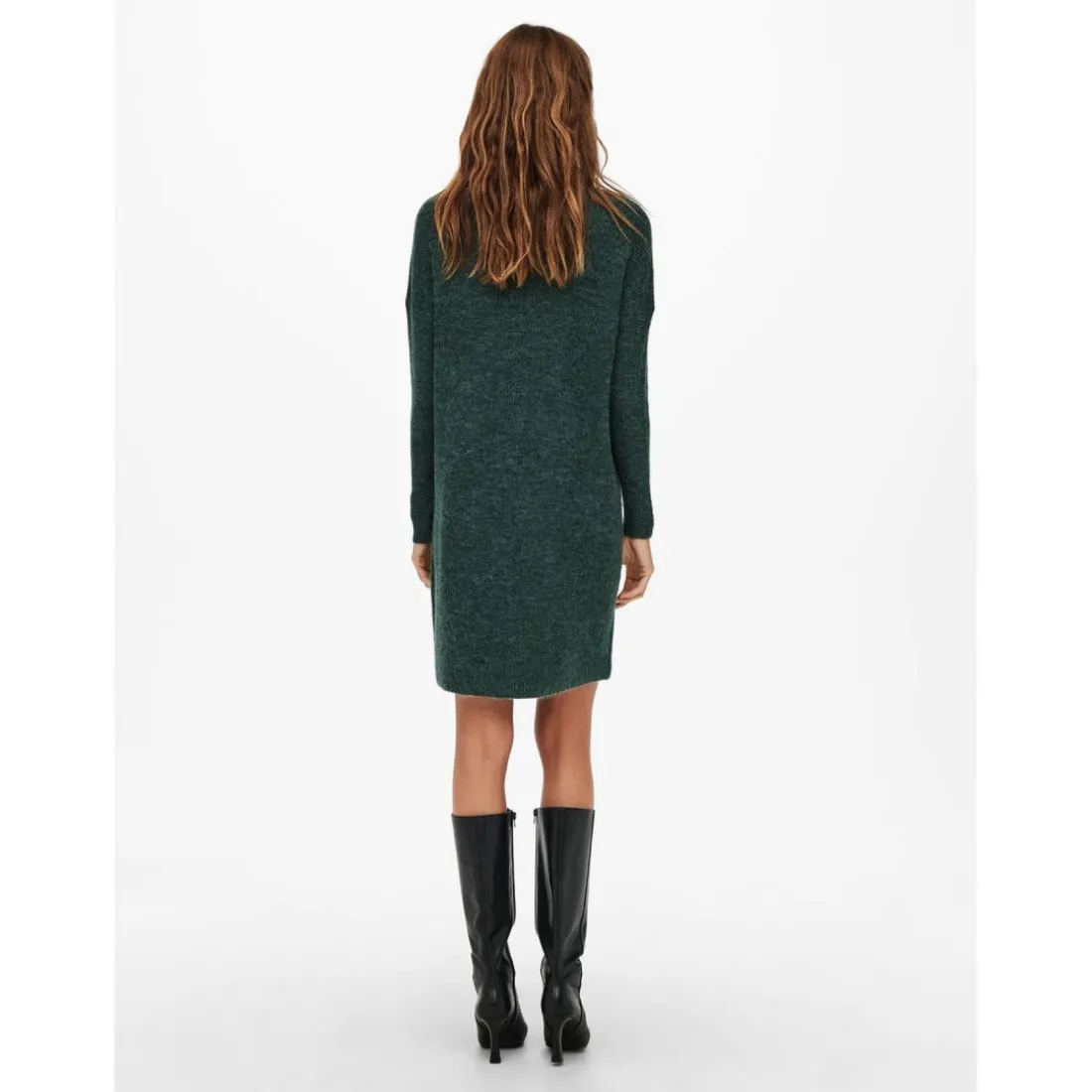 Robe en maille Col bénitier Manches 3/4 Au-dessus du genou vert