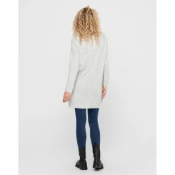Robe en maille Col en V Manches longues gris