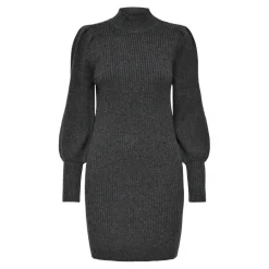 Robe en maille manches longues gris foncé Faye